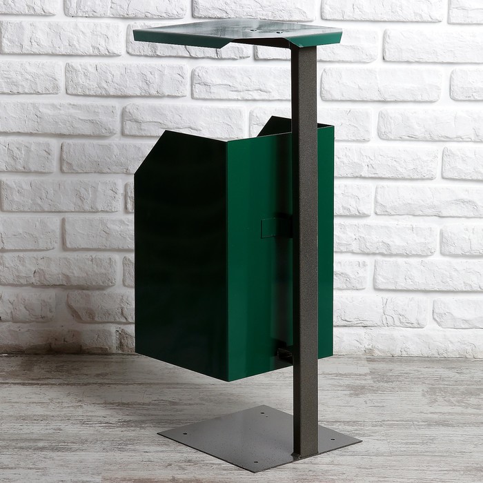 Урна уличная квадратная с крышей,17 л, зеленая