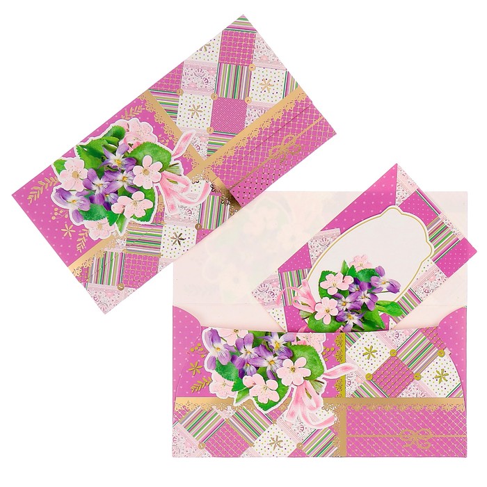 Конверт для денег "Универсальный" цветы, узоры