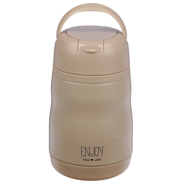 Ланч-бокс 0.5 л Enjoy, ложка в комп-те, 304 нерж сталь, держит тепло 8 ч, микс, 8.5х25 см