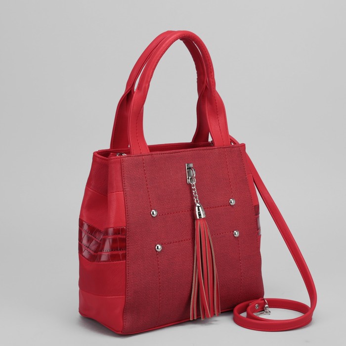 Сумка женская, отдел с перегородкой на молнии, наружный карман, длинный ремень, розовые кружева