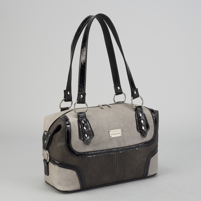 Сумка женская, отдел на молнии, наружный карман, цвет серый