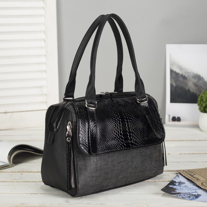 Сумка женская, отдел на молнии, 2 наружных кармана, цвет серый