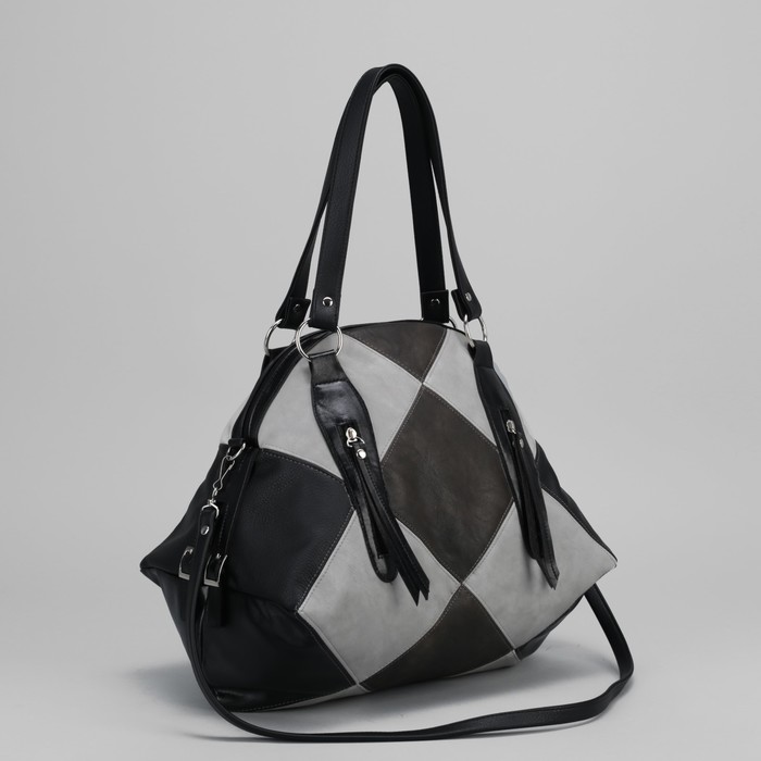 Сумка женская, отдел на молнии, наружный карман, цвет серый