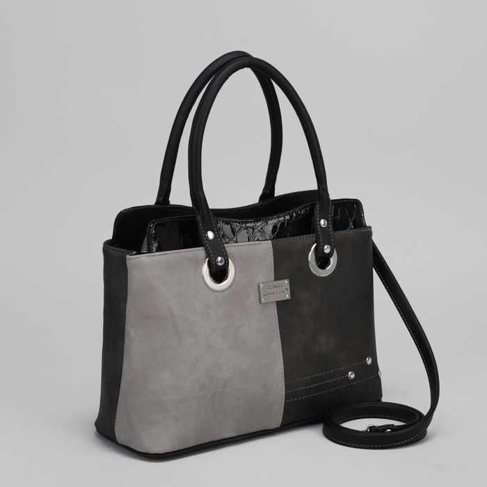 Сумка женская, отдел с перегородкой на молнии, 2 наружных кармана, цвет серый