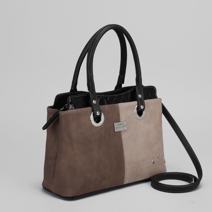 Сумка женская, отдел с перегородкой на молнии, 2 наружных кармана, цвет бежевый