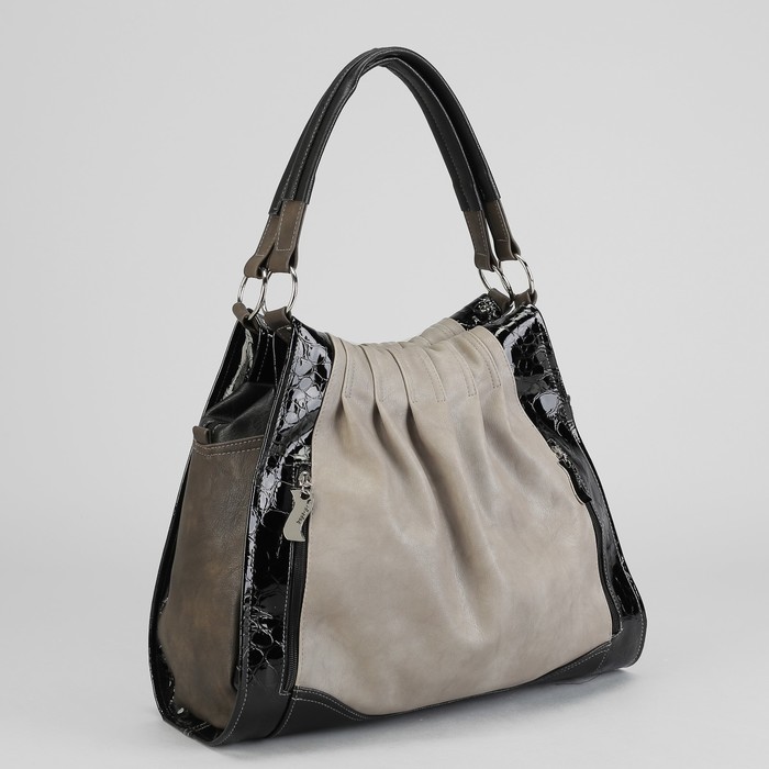 Сумка женская, 1 отдел на молнии, 3 наружных кармана, цвет серый