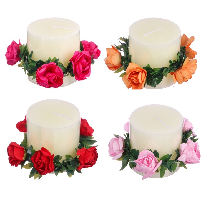 Подарочная свеча с венком МИКС, 7 х 7 см