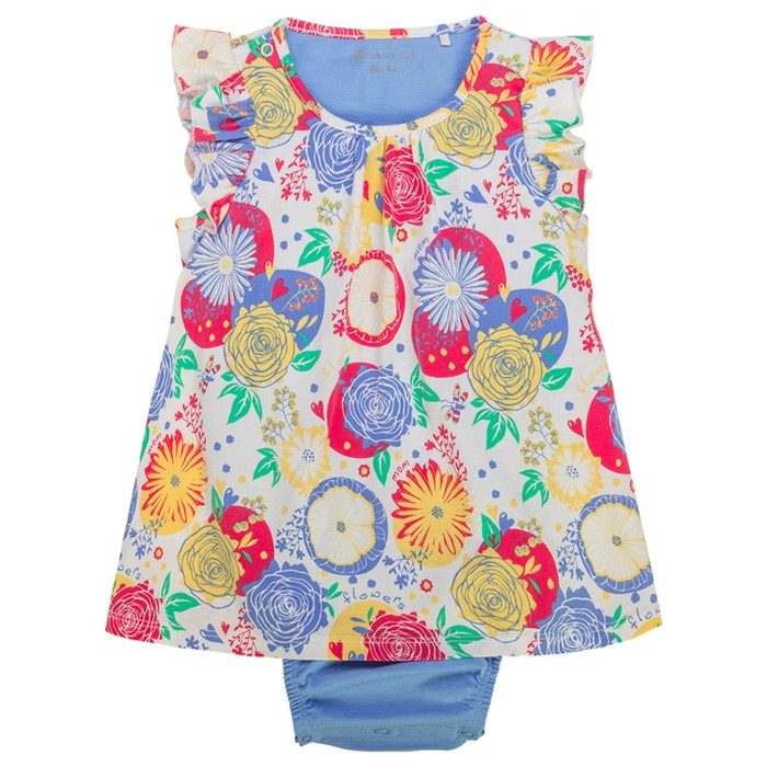 Боди для девочки, рост 62 см, цвет цветы набивка 121-004-35