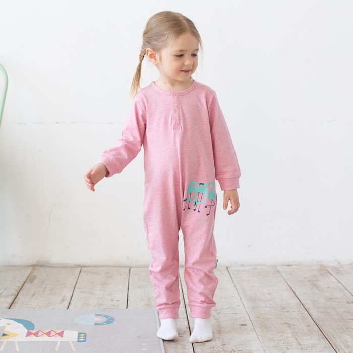Комбинезон для девочки, рост 68 см, цвет розовый меланж 121-007-24