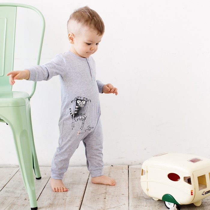 Комбинезон для мальчика, рост 68 см, цвет серый меланж 122-007-22