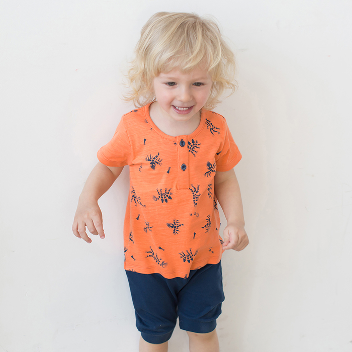 Полукомбинезон для мальчика, рост 74 см, цвет оранжевый комбинированный 122-142-64