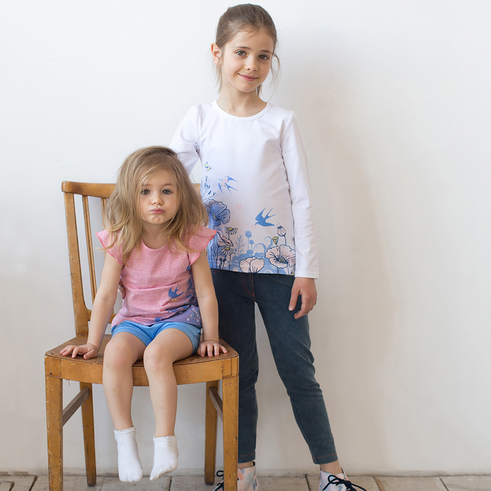 Джемпер для девочки, рост 128 см, цвет белый принт 121-315-11