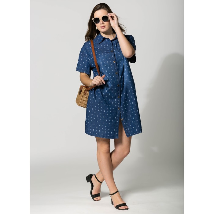 Туника женская 17816 "Якорь" цвет голубой, р-р 56-58 (6XL)