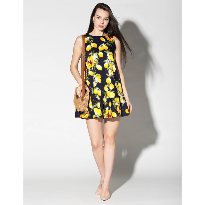 Платье женское цвет синий, принт лимон, р-р 44-46