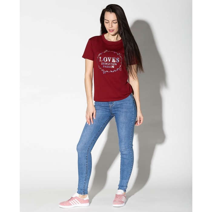 Футболка женская цвет бордовый, р-р 44-46