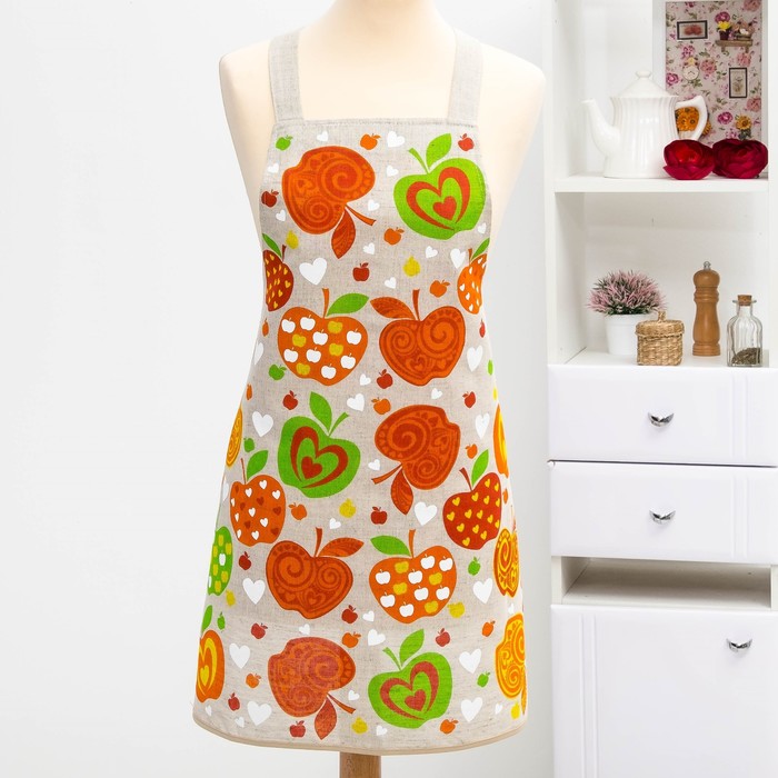 Фартук "Яблочки узорные" 60х70 см, печать шелкография