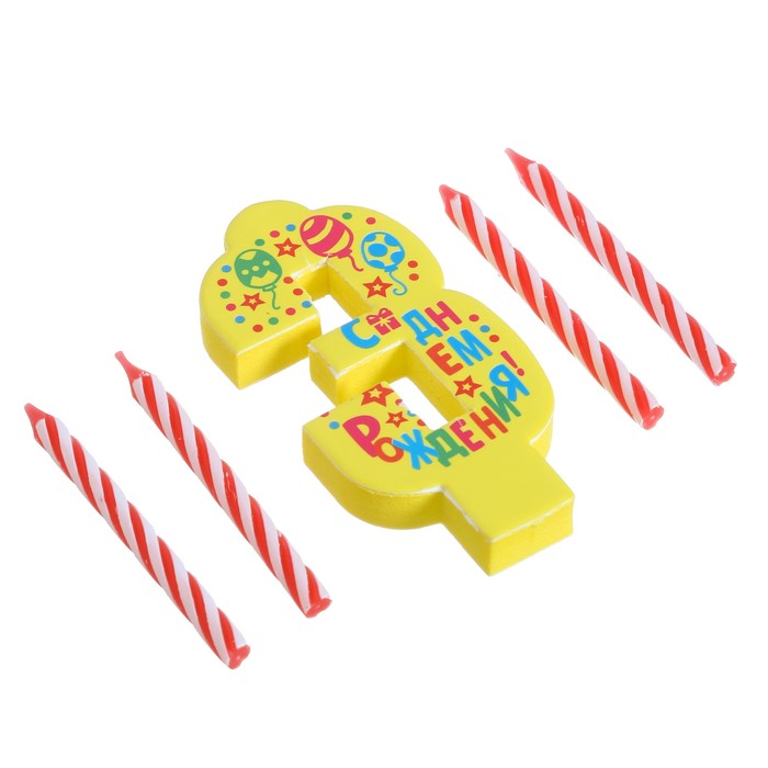 Свеча-EVA цифра 3 "С днем рождения"