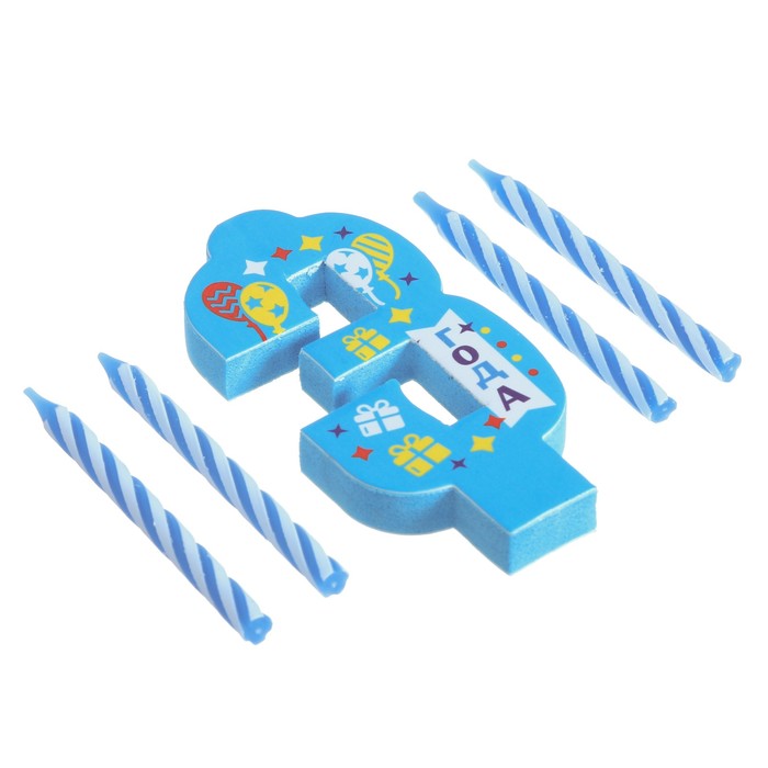 Свеча-EVA цифра 3 "С днем рождения"