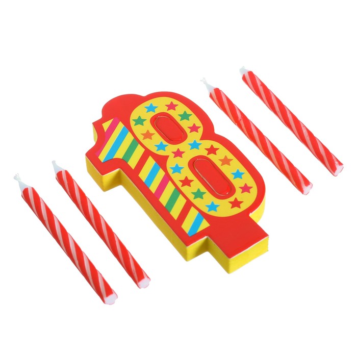 Свеча-EVA цифра 18 "С днем рождения"