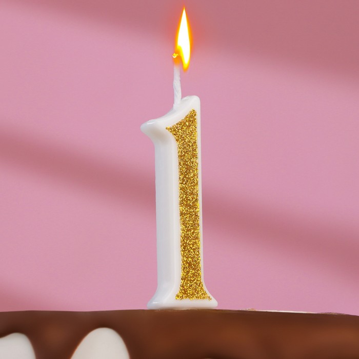 Свеча для торта Блёстки цифра 1, золотистая, 5,2 см свеча для торта блёстки цифра 7 золотистая 7 см