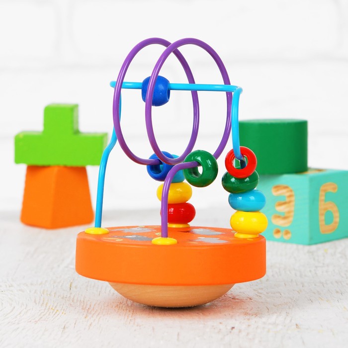 Серпантинка- неваляшка с пластиковыми бусинами "Мишки"