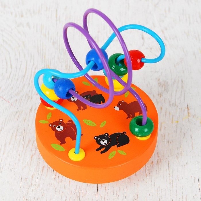 Серпантинка- неваляшка с пластиковыми бусинами "Мишки"