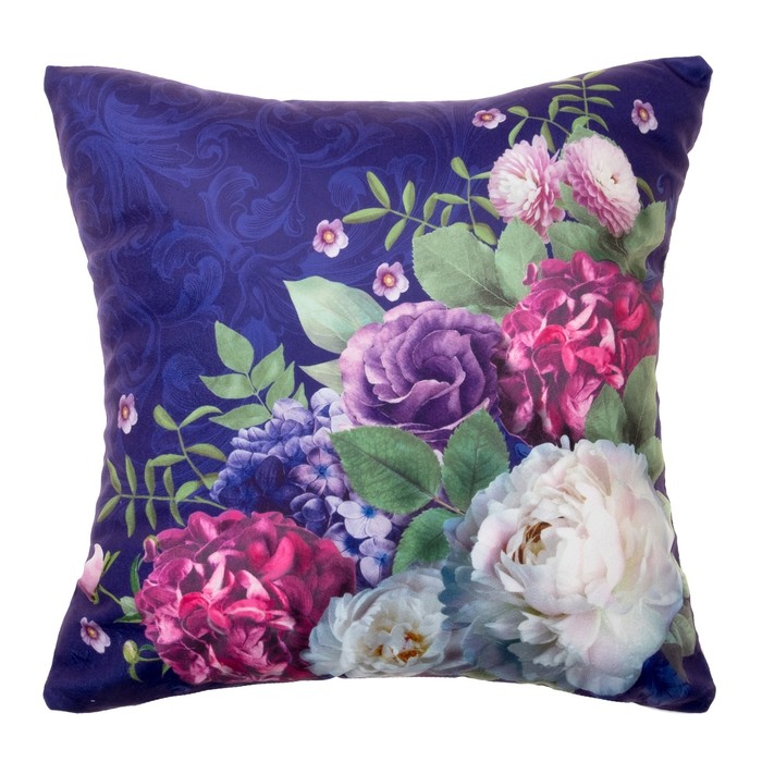 Наволочка декоративная Collorista "Цветы" 40х40 см, велюр, 100% п/э