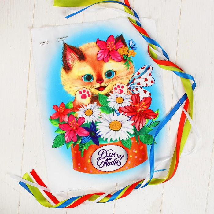 Вышивка объёмная бисером и лентами "Котёнок", 24 х 32 см