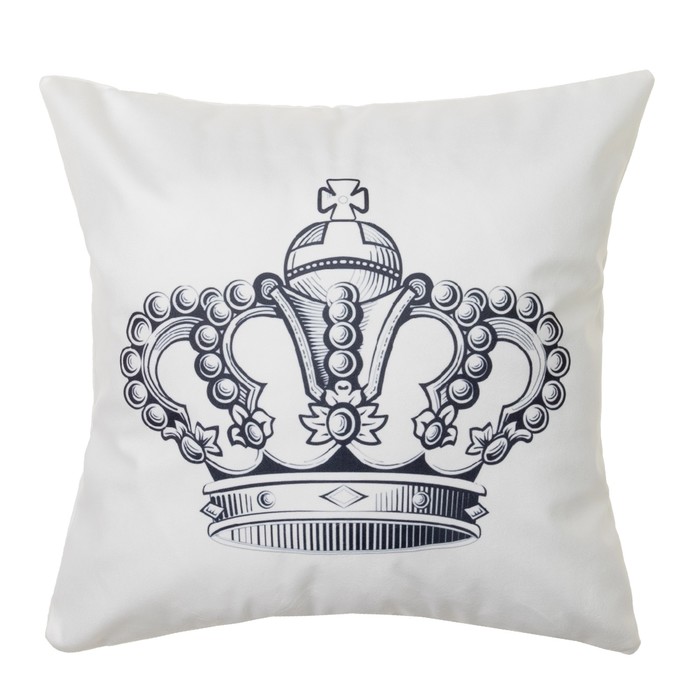 Наволочка декоративная Collorista "Корона" белая 40х40 см, велюр, 100% п/э