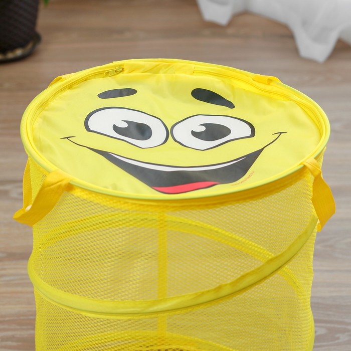 Корзина для игрушек "Смайл", с ручками и крышкой, 33 х 43 см