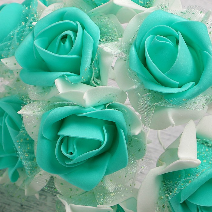 Букет d=17, 9 цветков, бирюзовый