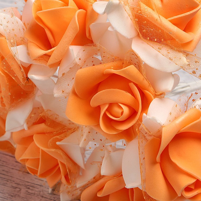 Букет d=17, 9 цветков, персиковый