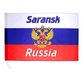 Флаг 60х90 см, Саранск, триколор, герб России, полиэстер Ош