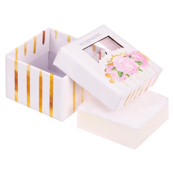 Коробочка под кольцо с лазерной резкой «Поздравляю!», 5 х 5 х 3,5 см