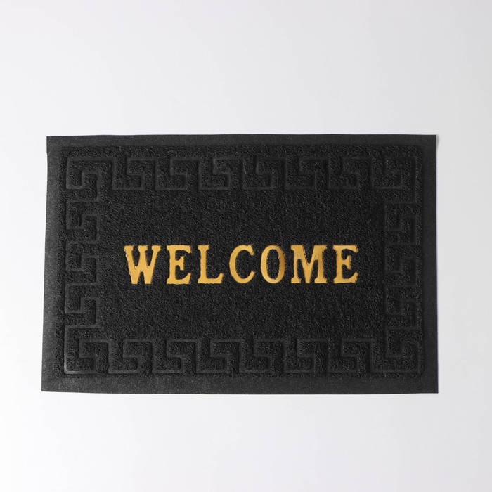 Коврик придверный грязезащитный Доляна «Welcome. Меандр», 38×58 см, цвет МИКС