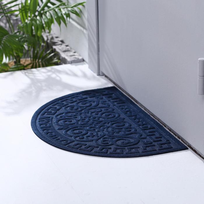 Коврик придверный полукруглый "Вензель", без окантовки, цвет МИКС