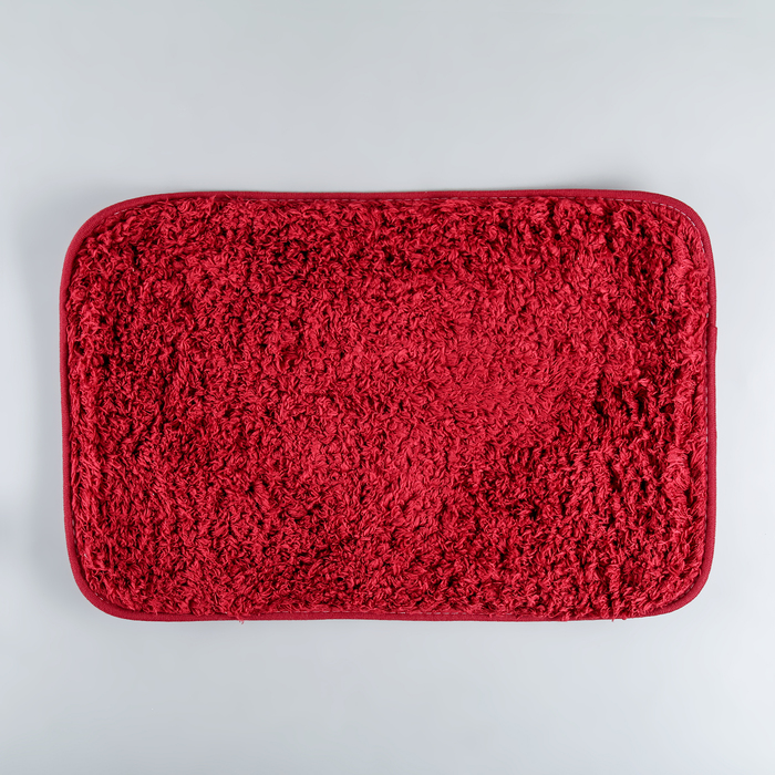 Коврик для ванной "Мохнатый", цвет бордовый