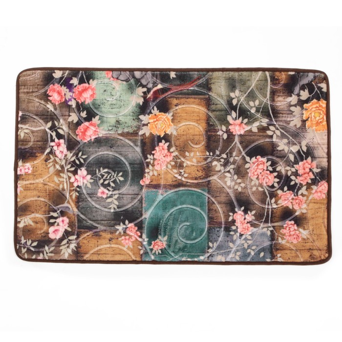 Коврик для ванной "Цветы на плитке"
