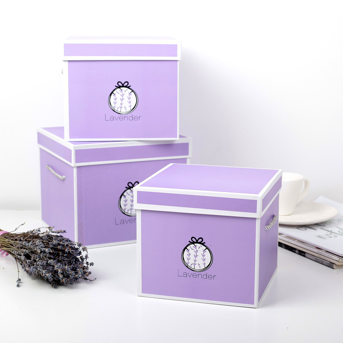 Набор коробок 3в1 "Лавандовые сны" 22 х 22 х 18 - 18 х 18 х 16 см
