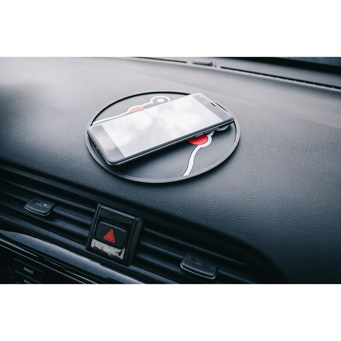 Коврик противоскользящий d21 см, медведь, цвет черный