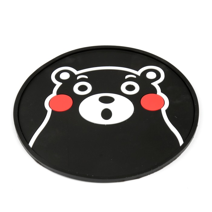 Коврик противоскользящий d21 см, медведь, цвет черный