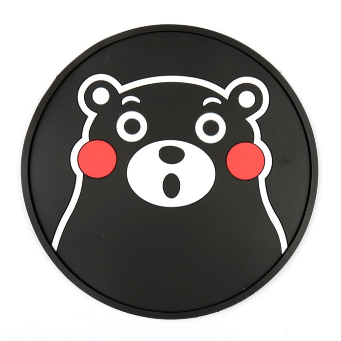 Коврик противоскользящий d21 см, медведь, цвет черный