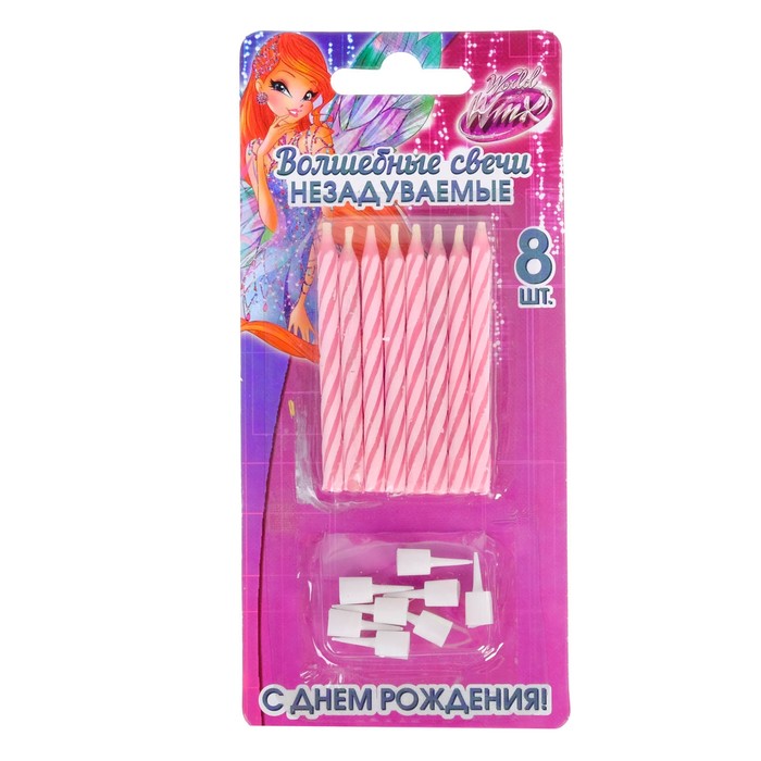 Свечи незадуваемые "Волшебные свечи", (набор 8 шт), Винкс: Блум, 16 х 9 см