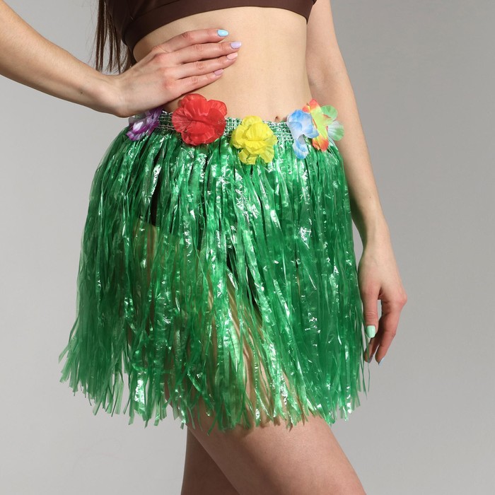 Гавайская юбка, цветная 40 см МИКС