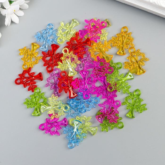 Декор для творчества пластик "Деревце" прозрачный набор 30 шт 2,6х2,2 см