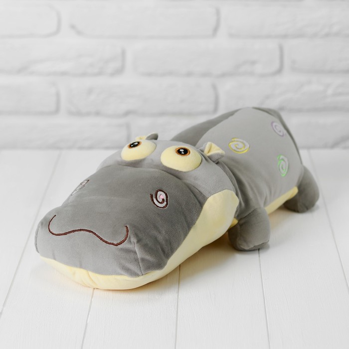 Мягкая игрушка "Весёлый бегемот", цвет серый