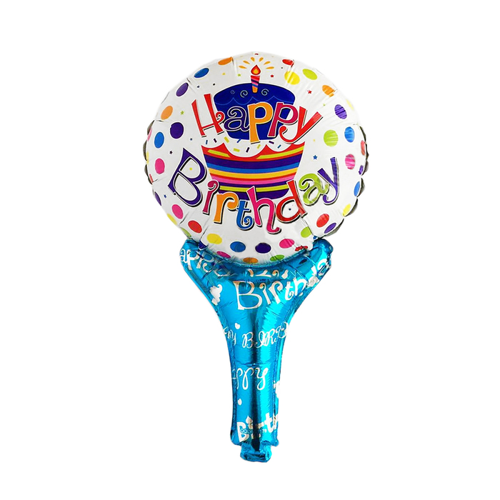 Шар фольгированный с ручкой "С днем рождения" 10", торт