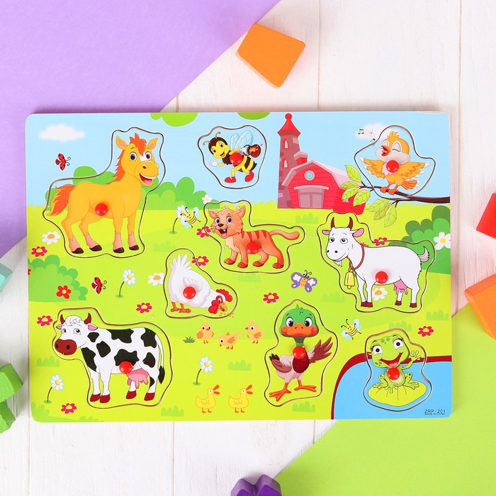 Рамка-вкладыш "Животные на полянке"