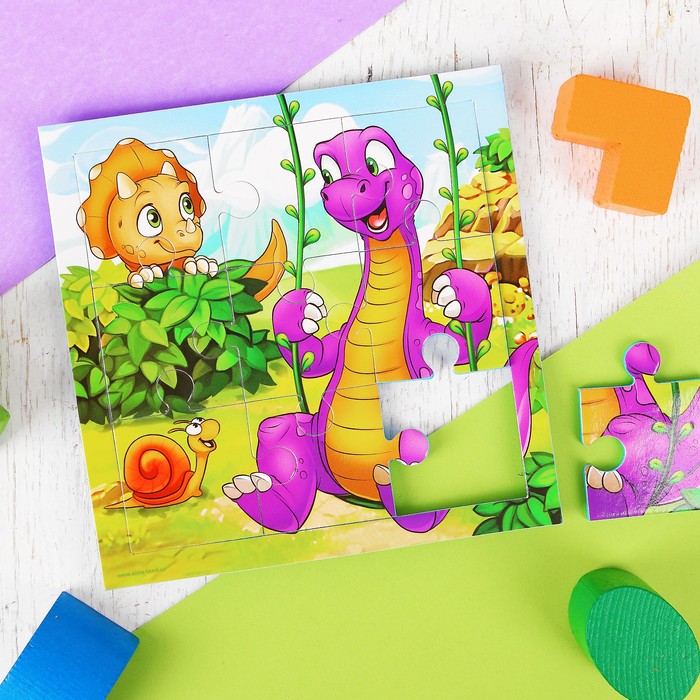 Пазл мягкий "Динозаврики", 15 х 15 см