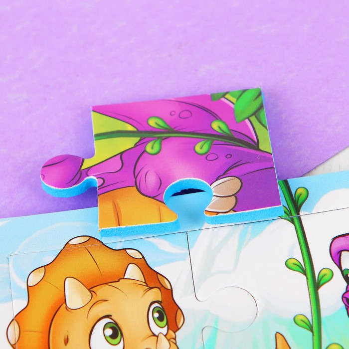 Пазл мягкий "Динозаврики", 15 х 15 см